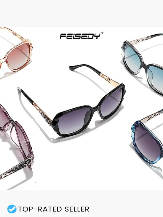 Sparkling Oversized Square Sunglasses Polarized Composite Frame UV400